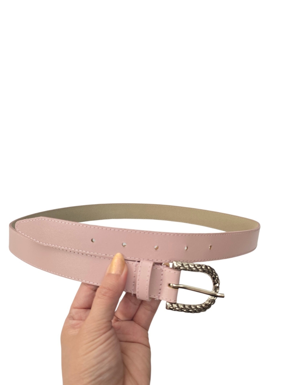 Pink Belt with Textured Buckle